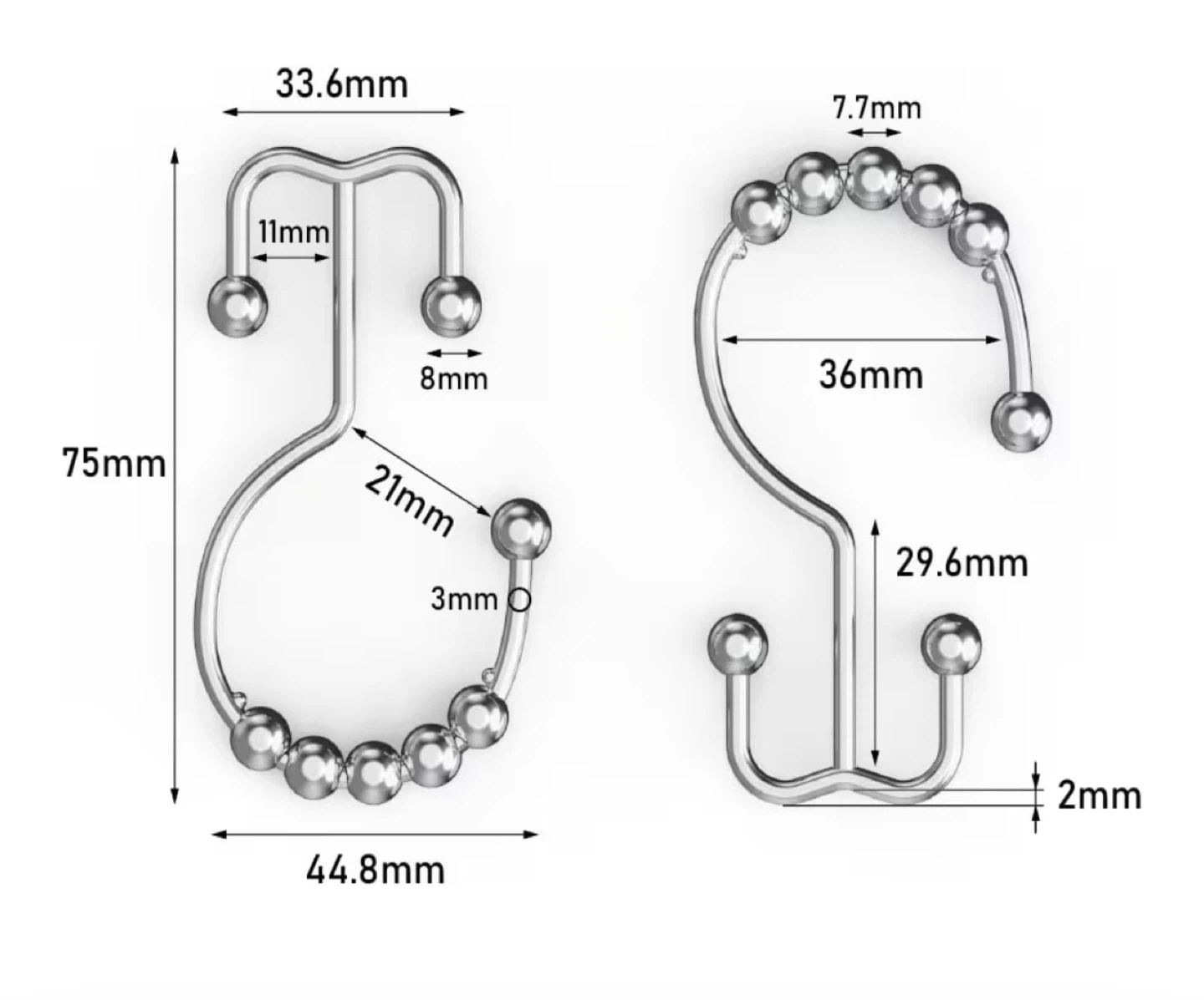 Shower Curtain Hooks Set (12-Pack) - photo 2
