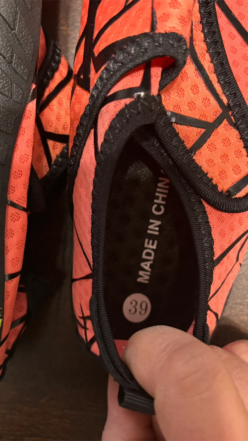 🧡 Coral Water Shoes with Black Web Design - Size 39 - photo 3