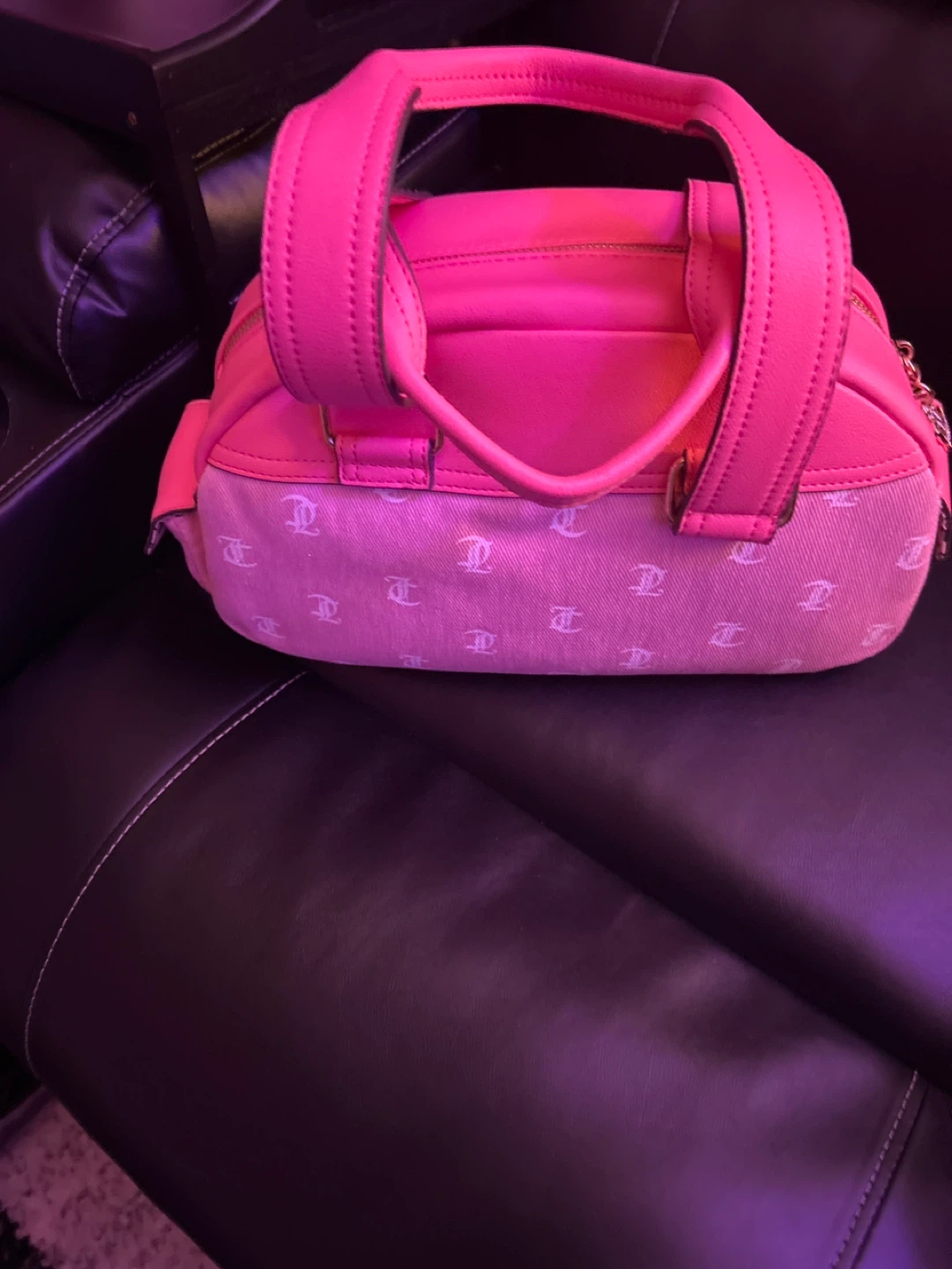 Juicy Couture Pink Velour Satchel Bag with Signature "J" Print - photo 2