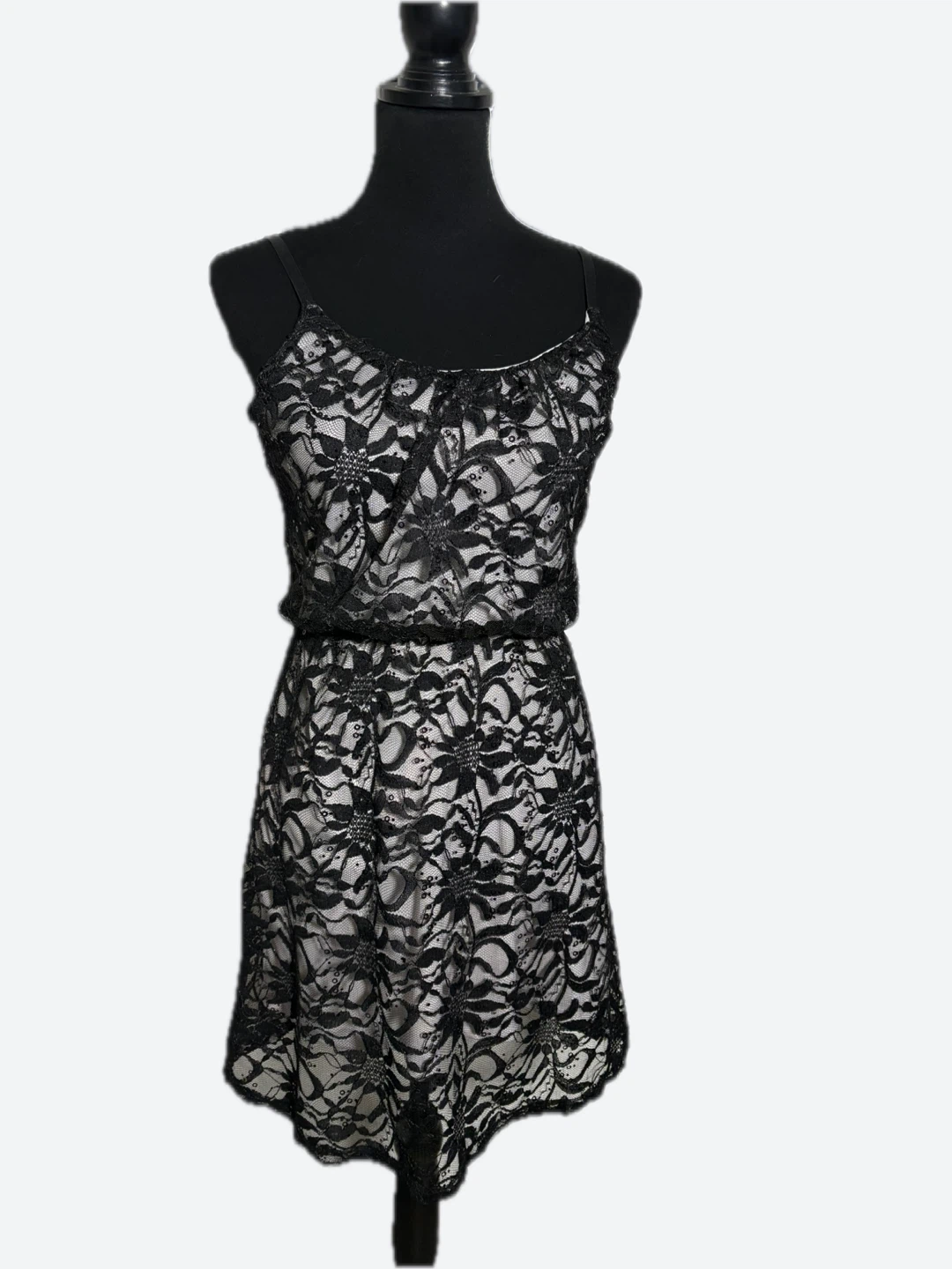 Studio Y Black Lace Spaghetti Strap Dress Size S - photo 4