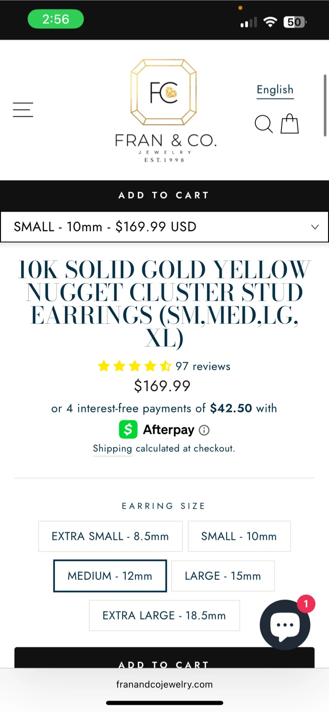 Fran & Co. 10k Solid Gold Yellow Nugget Cluster Stud Earrings - photo 4