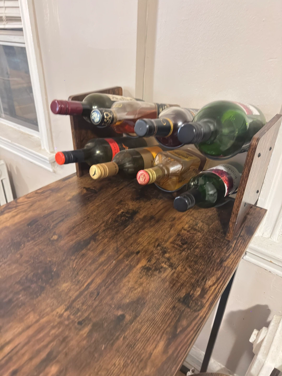Rustic Wood Bar Table with Wine Rack - photo 2