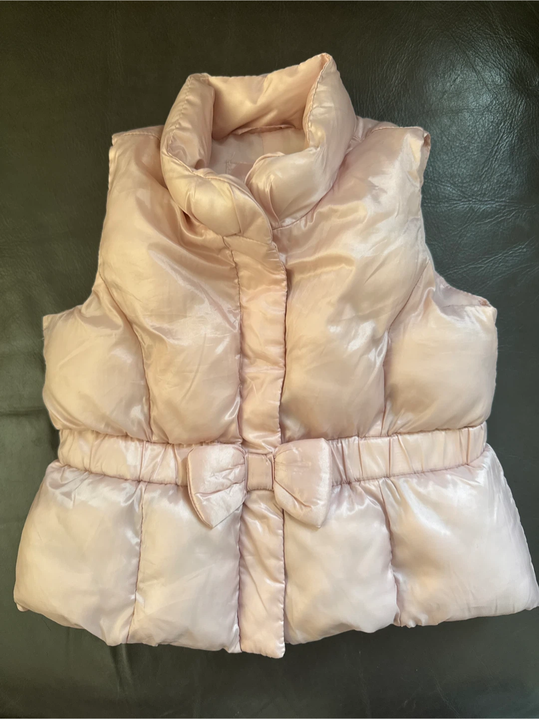 Pink Puffer Vest with Bow 6-12mts
