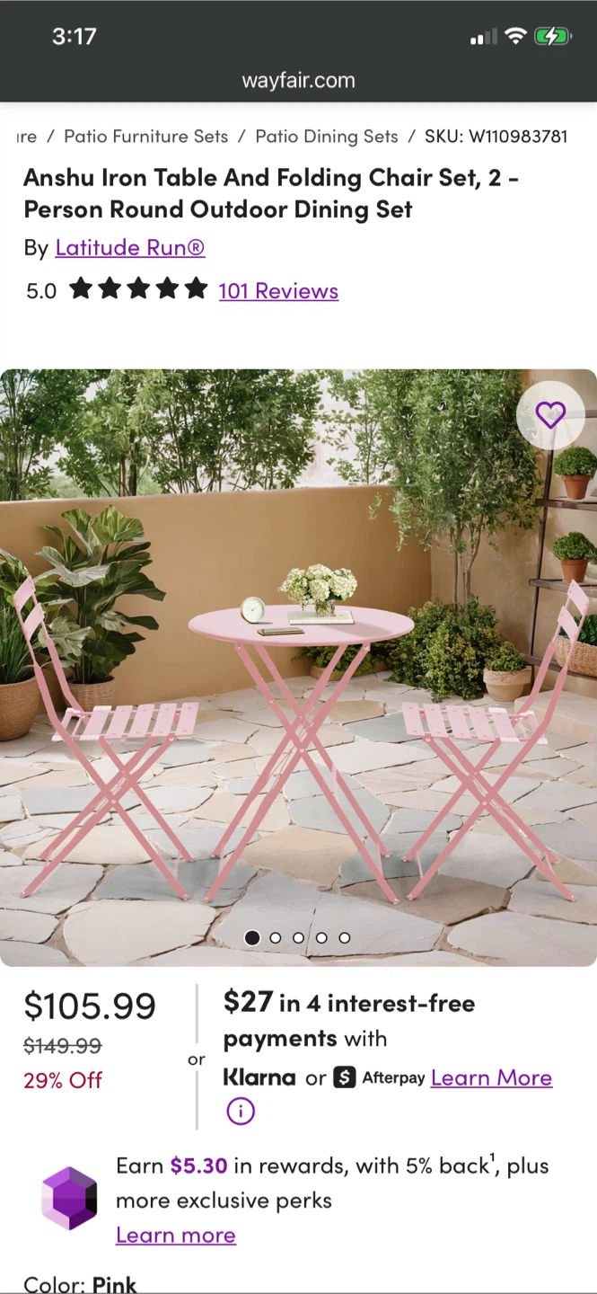Pink bistro table