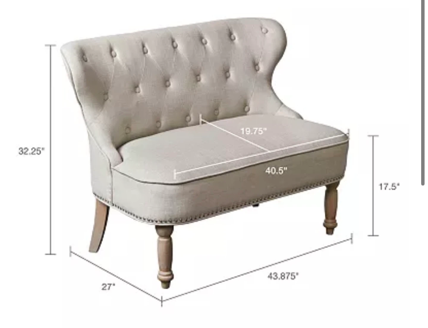 Upholstered Loveseat with Tufted Back and Nailhead Trim - photo 2