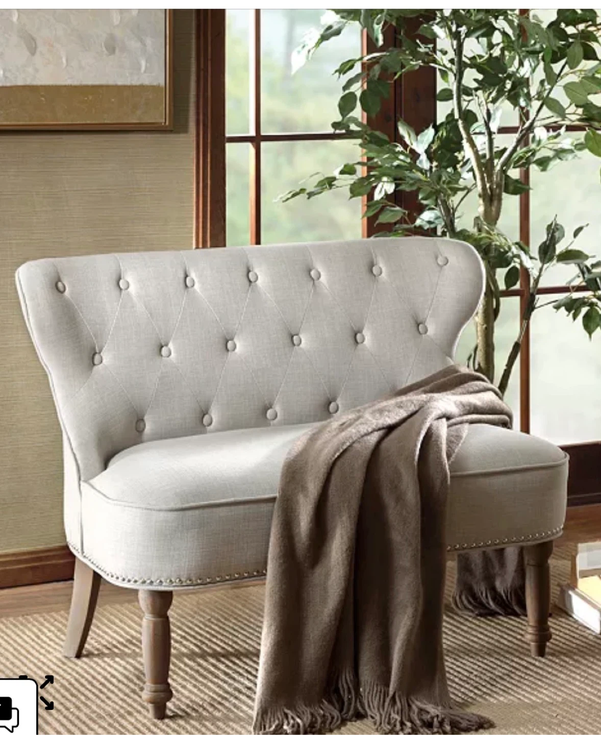 Upholstered Loveseat with Tufted Back and Nailhead Trim - photo 5
