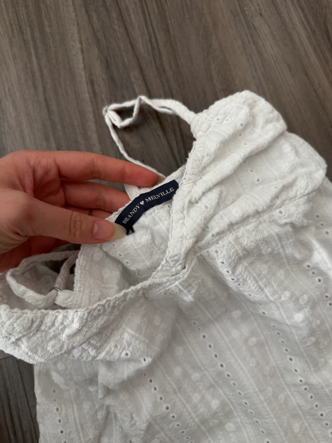 White Brandy Melville Eyelet Camisole Top - photo 3