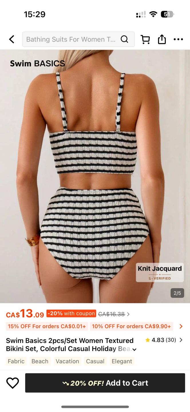 Swim Basics Textured Bikini Set - photo 2