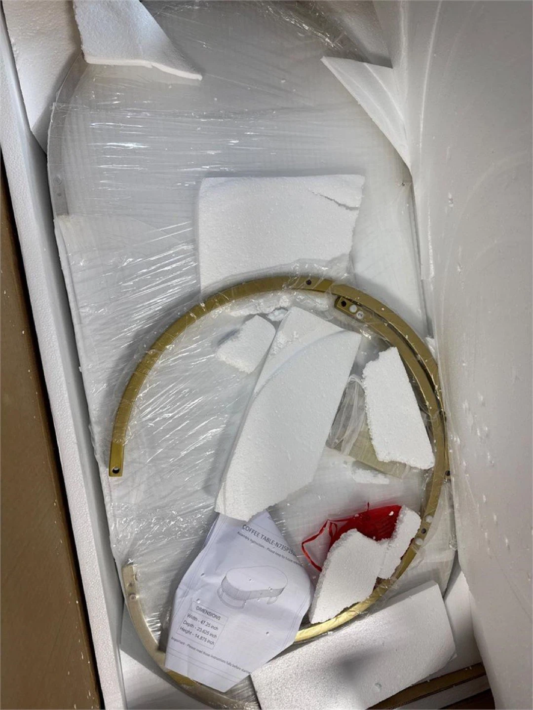 White Oval Coffee Table with Gold Accents - photo 3