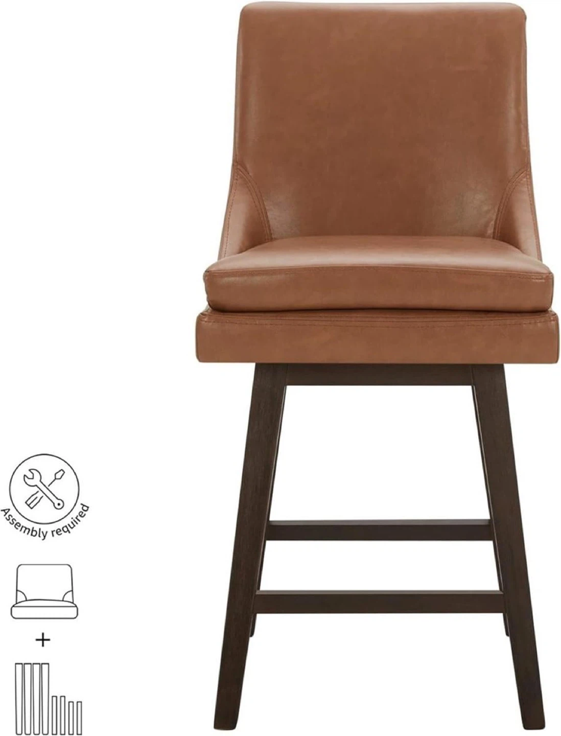 Set of 2 Brown Faux Leather Swivel Bar Stools - photo 2
