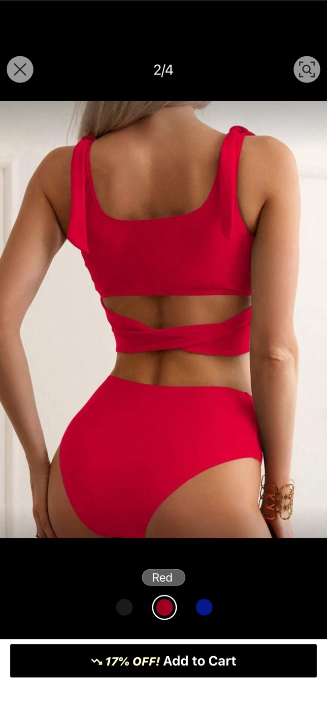 Red High-Waisted Bikini Set - photo 2