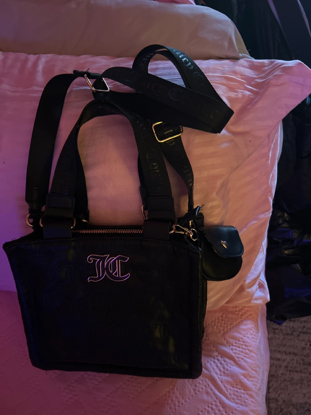 Juicy Couture Black Embossed Logo Crossbody Bag with Pouch - photo 3