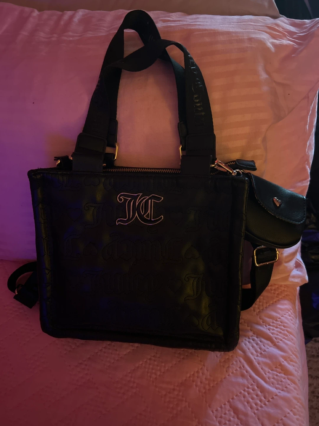 Juicy Couture Black Embossed Logo Crossbody Bag with Pouch - photo 2