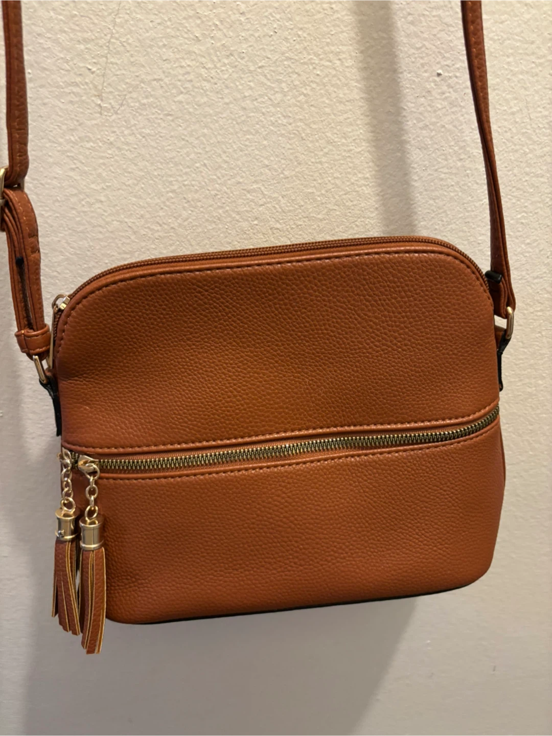 NEW Brown Faux Leather Crossbody Purse