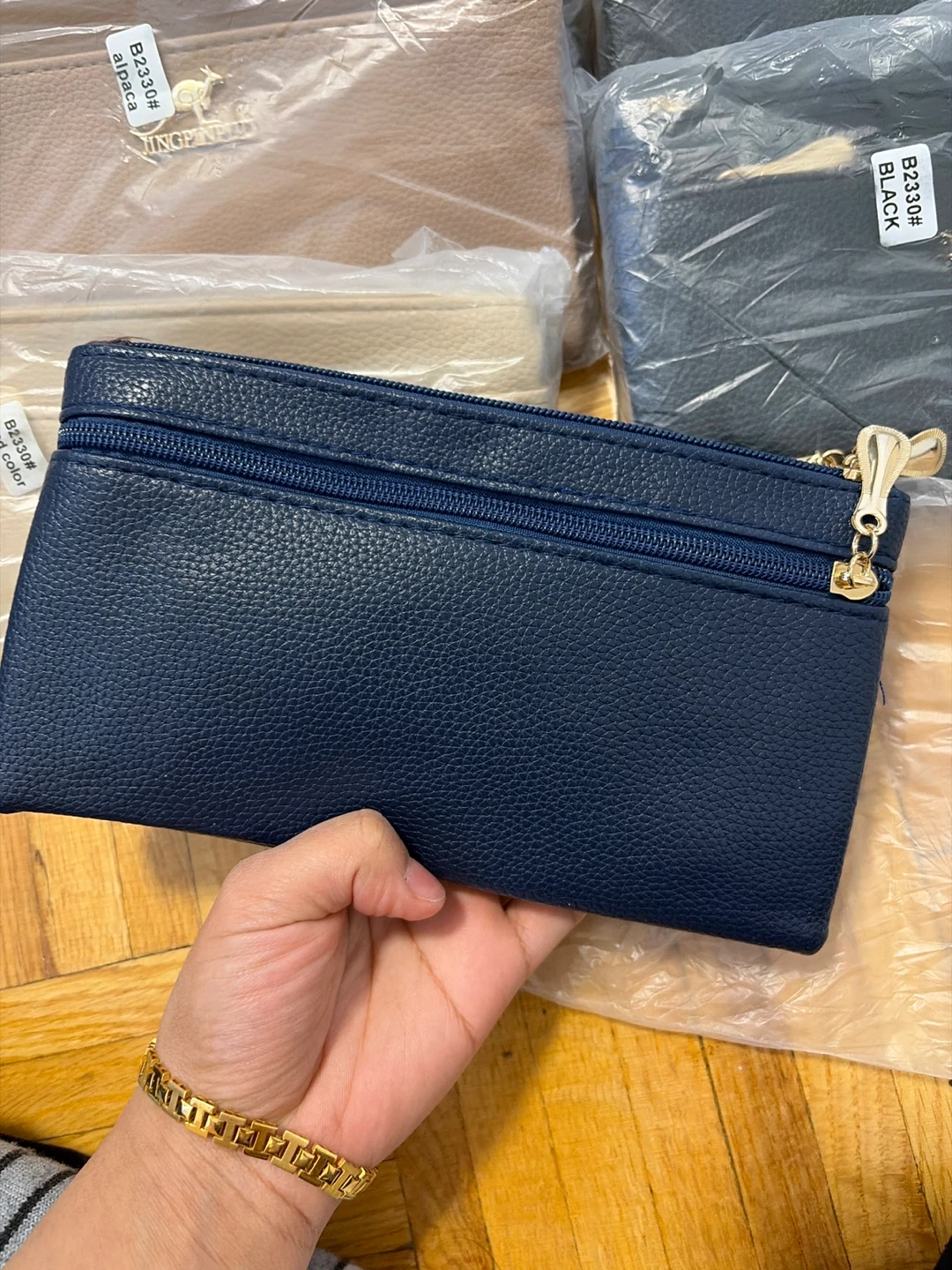 Women's Faux Leather Clutch/Wallet - Navy Blue - photo 3