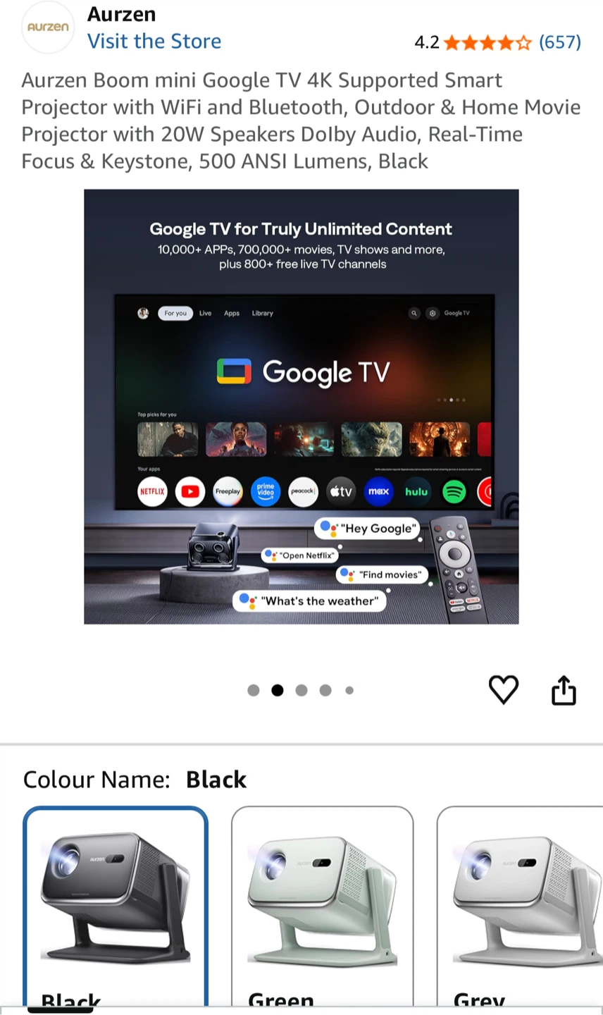 Brand New Sealed Aurzen BOOM mini Google TV Projector - photo 4