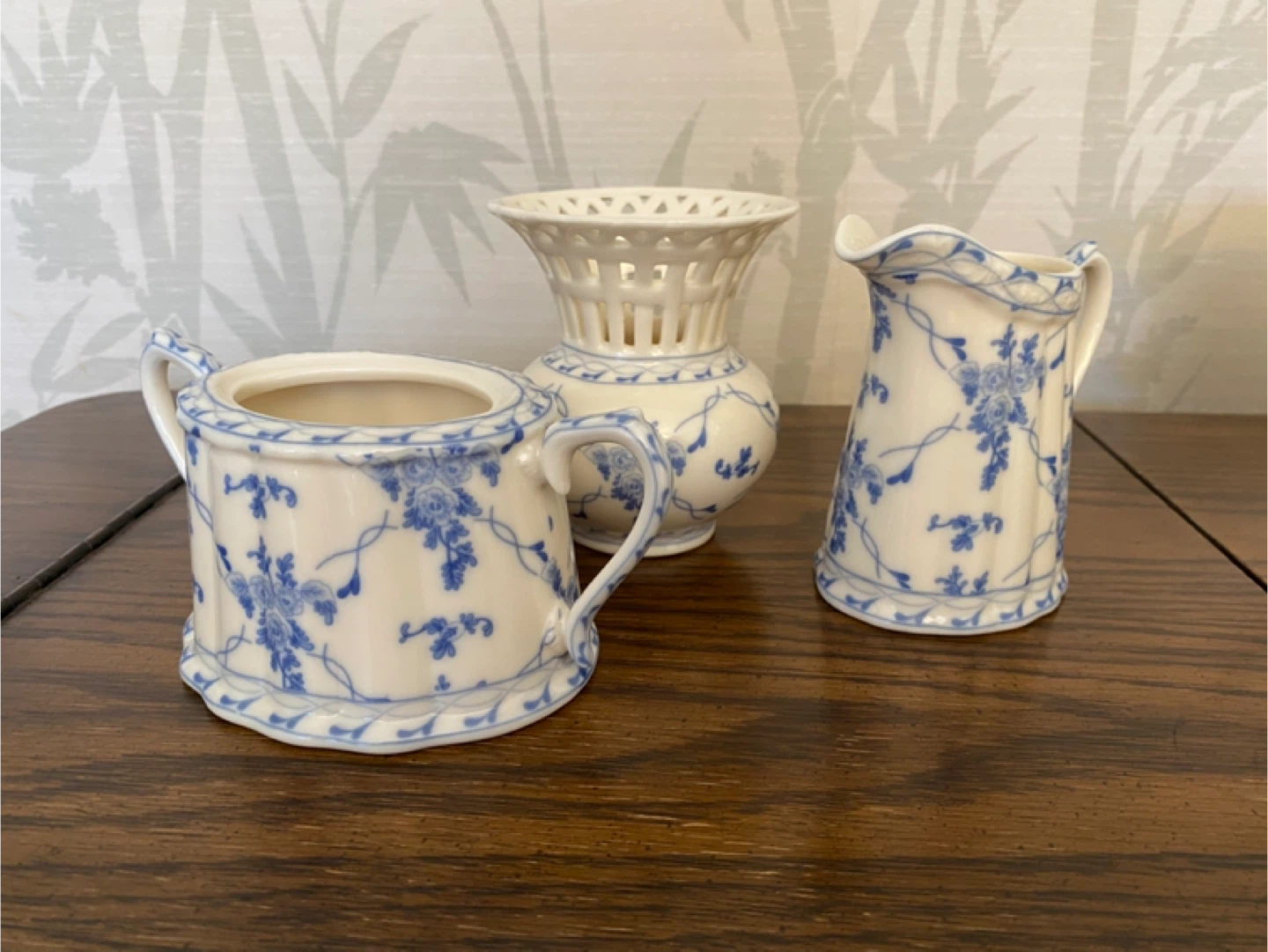 Fine porcelain tea service in Rose Brokade by Skye McGhie.