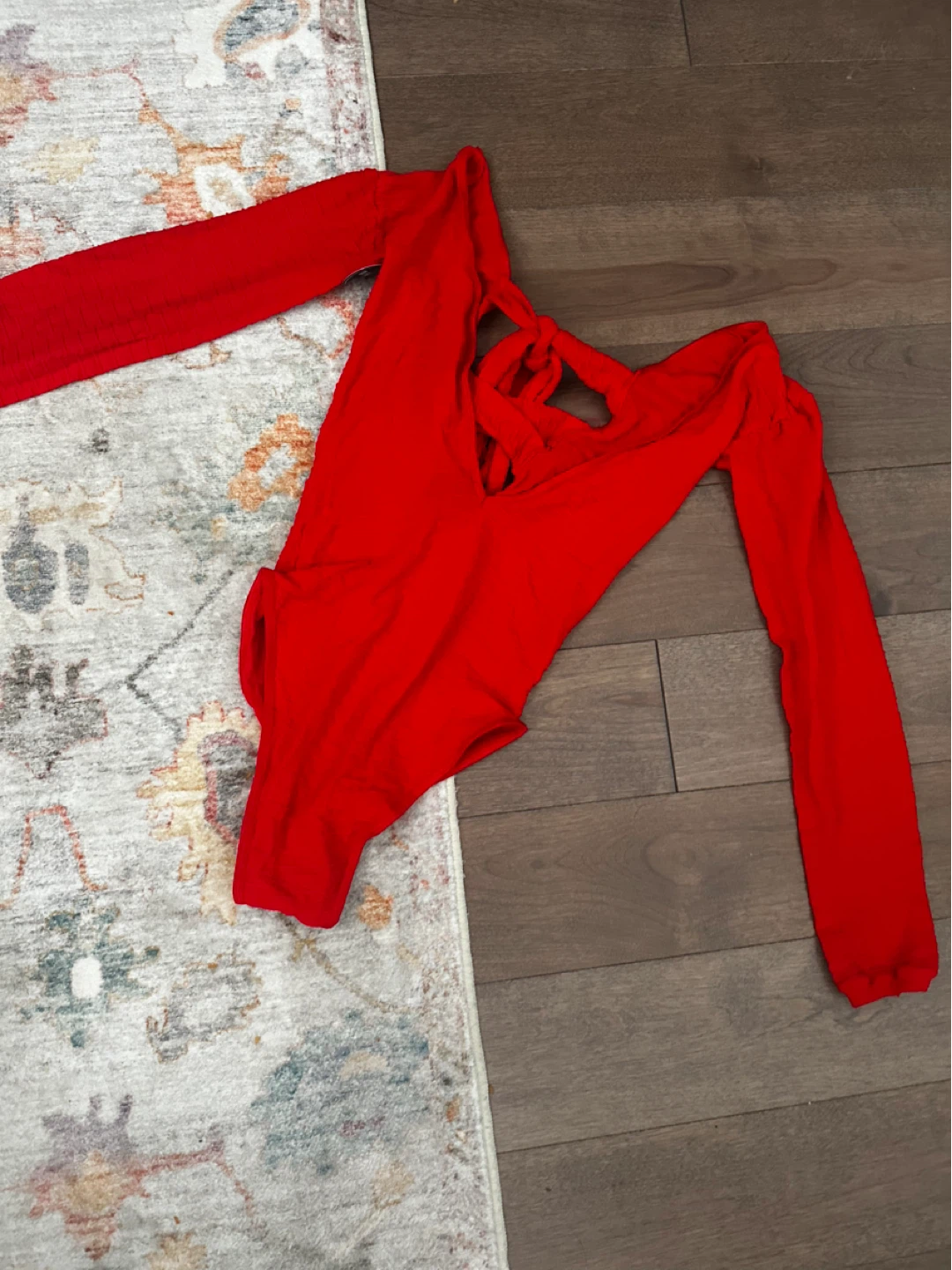 New Red Long Sleeve Cutout Bodysuit - photo 2