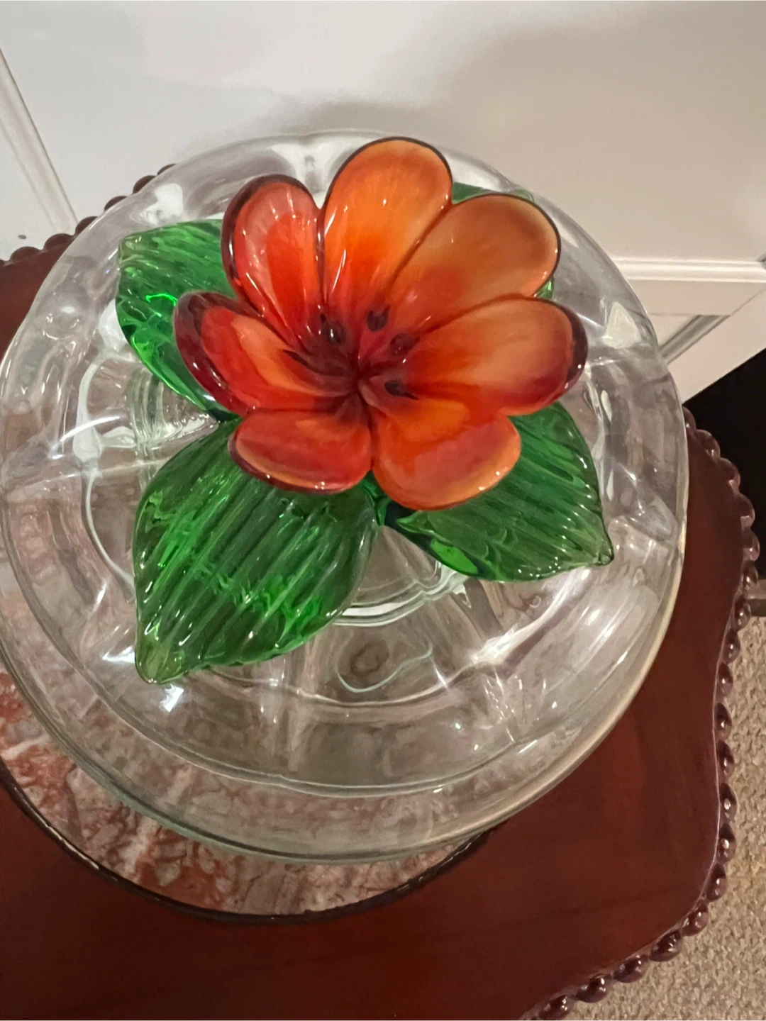 Vintage Glass Candy Dish with Flower Lid - photo 4