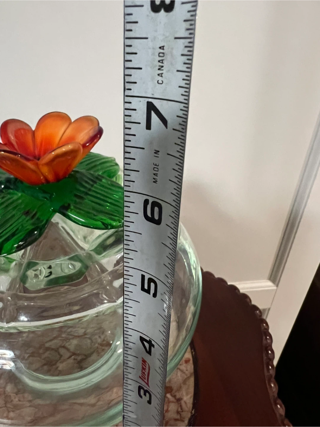 Vintage Glass Candy Dish with Flower Lid - photo 3