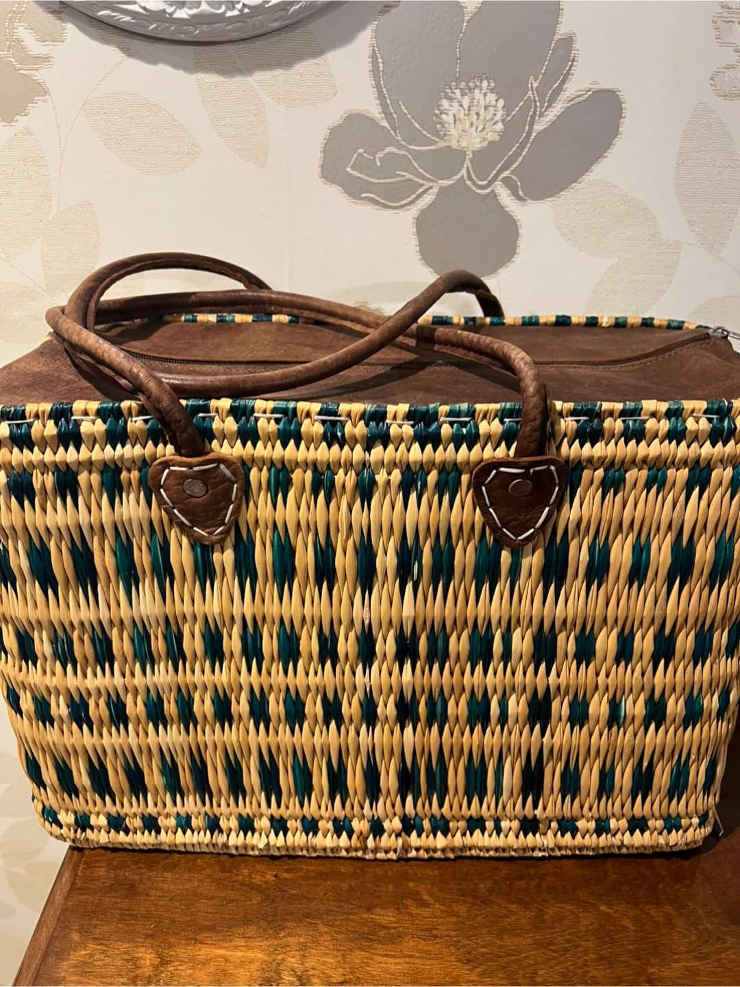 Woven Tote Bag with Leather Accents - photo 4