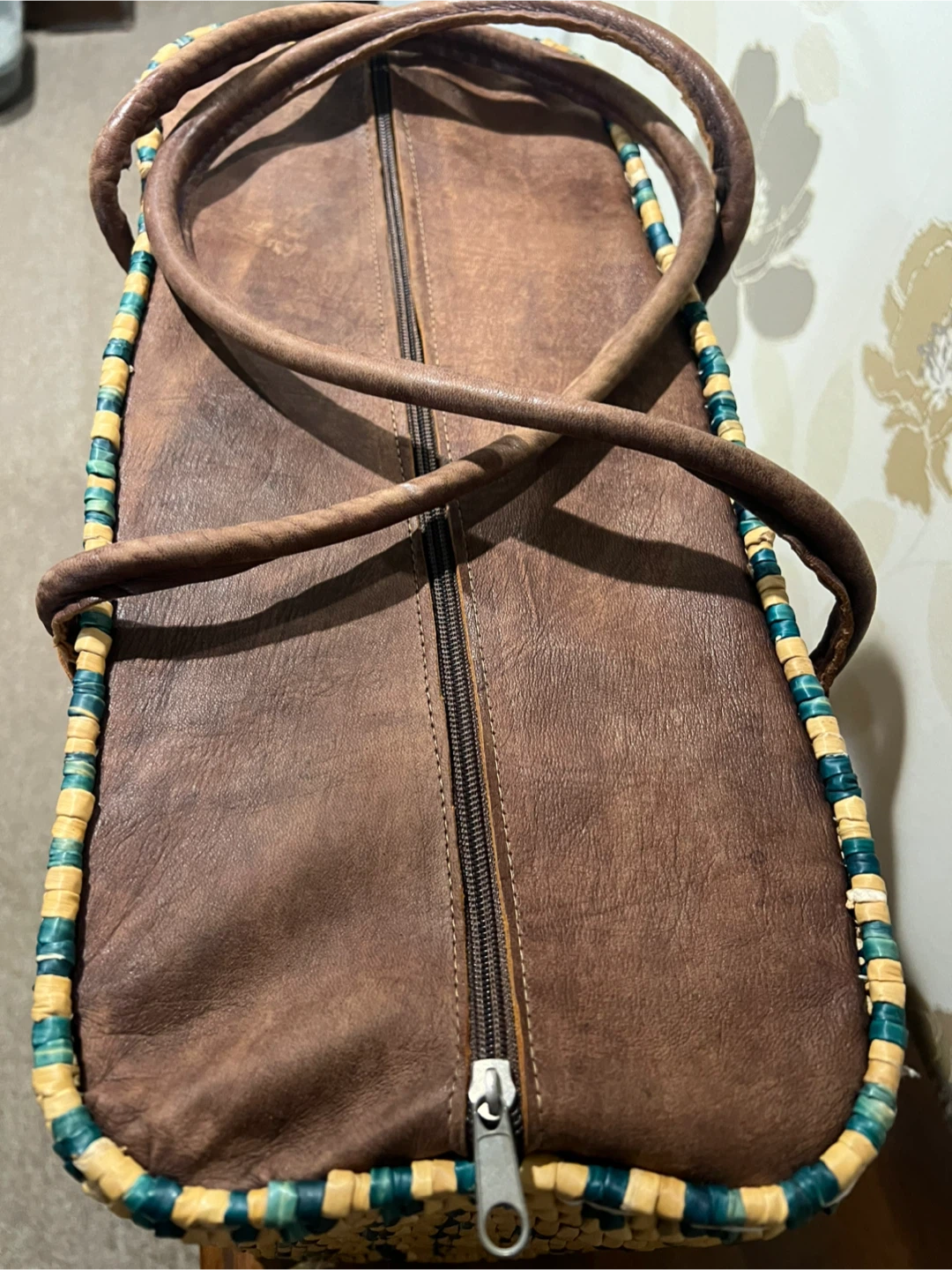 Woven Tote Bag with Leather Accents - photo 3