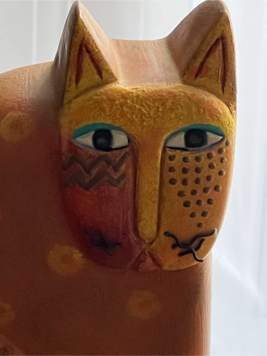 199 Laurel Burch Hand-Carved Wooden Cat Figurine - Orange - photo 2