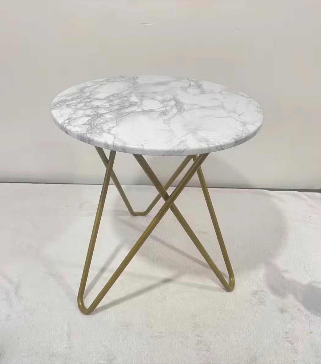 Marble Top Round Coffee Table with Gold Legs - photo 2