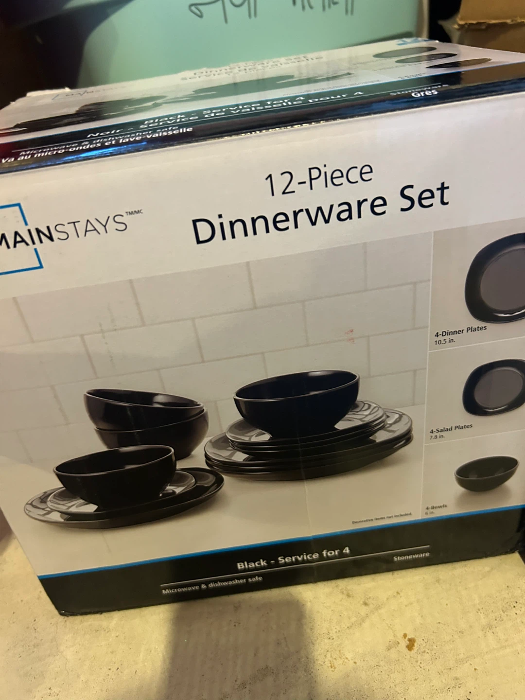 Mainstays 12-Piece Dinnerware Set - Black - photo 2