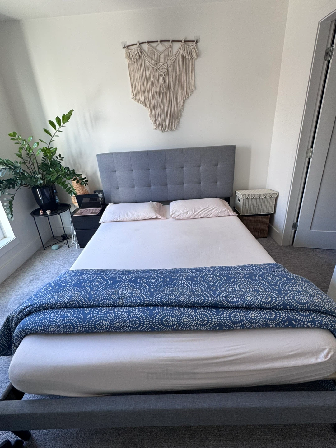 Queen bed frame with mattress