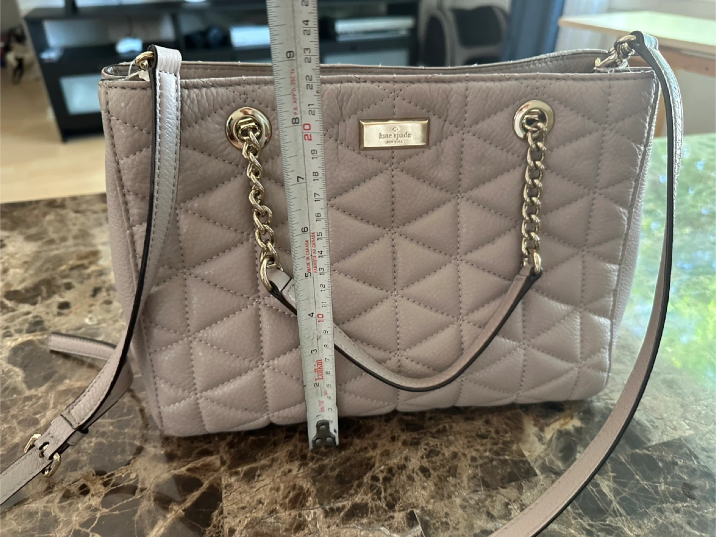 Kate Spade Quilted Leather Satchel Bag - Light Grey