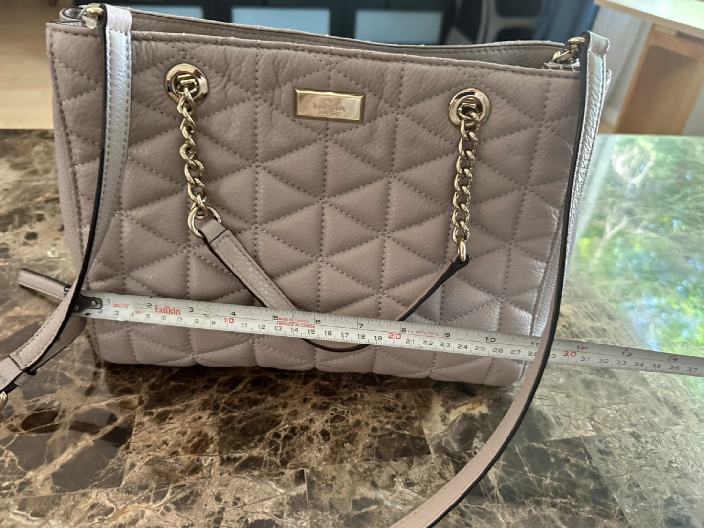 Kate Spade Quilted Leather Satchel Bag - Light Grey - photo 2
