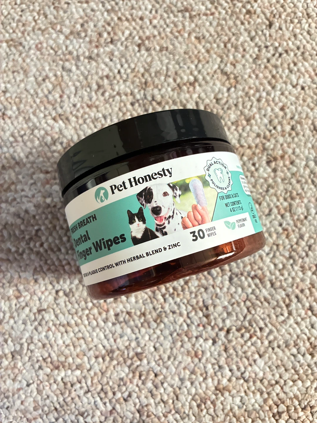 🧡Pet Honesty Fresh Breath Dental Finger Wipes Peppermint