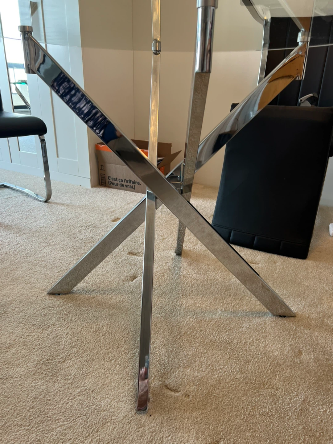 Glass Dining Table with Chrome Base - photo 2