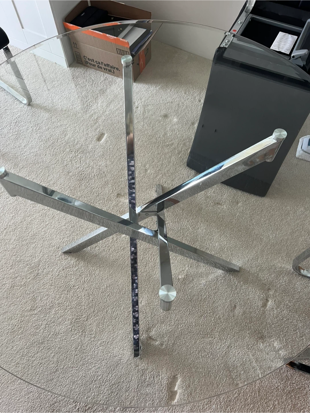 Glass Dining Table with Chrome Base - photo 3