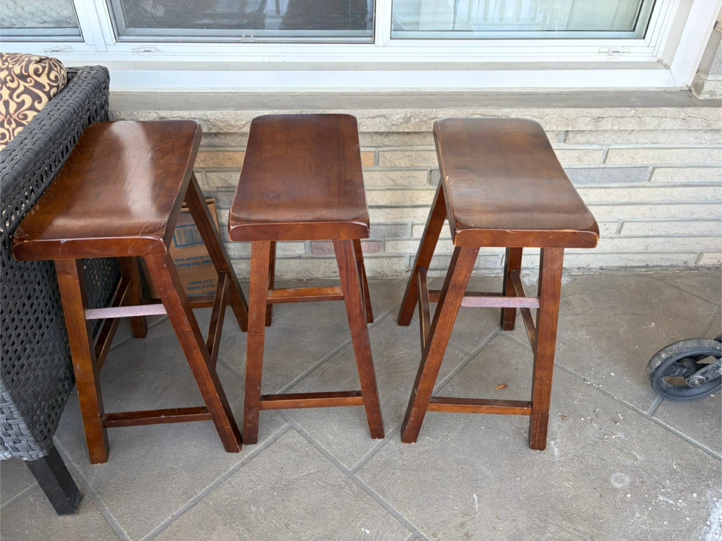 Wooden Counter Hieght Stools - Set of 3 - photo 2