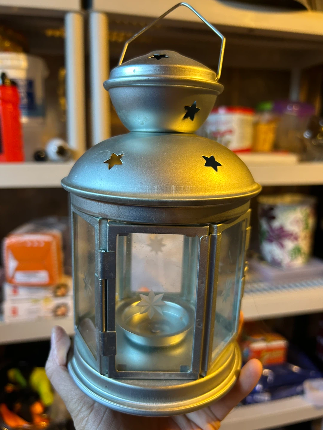 Silver Star Embossed Lantern