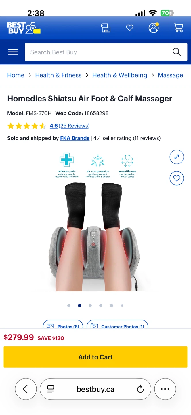 Homedics Shiatsu Air Foot & Calf Massager FMS-370H - photo 2