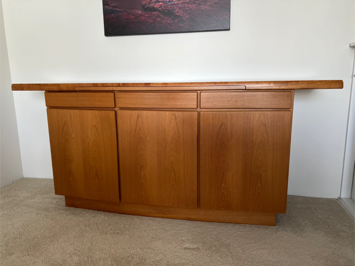Teak Sideboard Buffet Cabinet with Tile Inlay