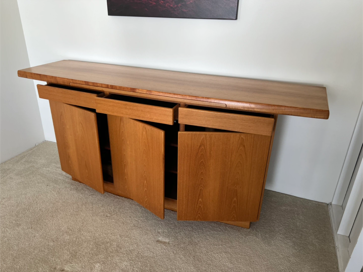 Teak Sideboard Buffet Cabinet with Tile Inlay - photo 3