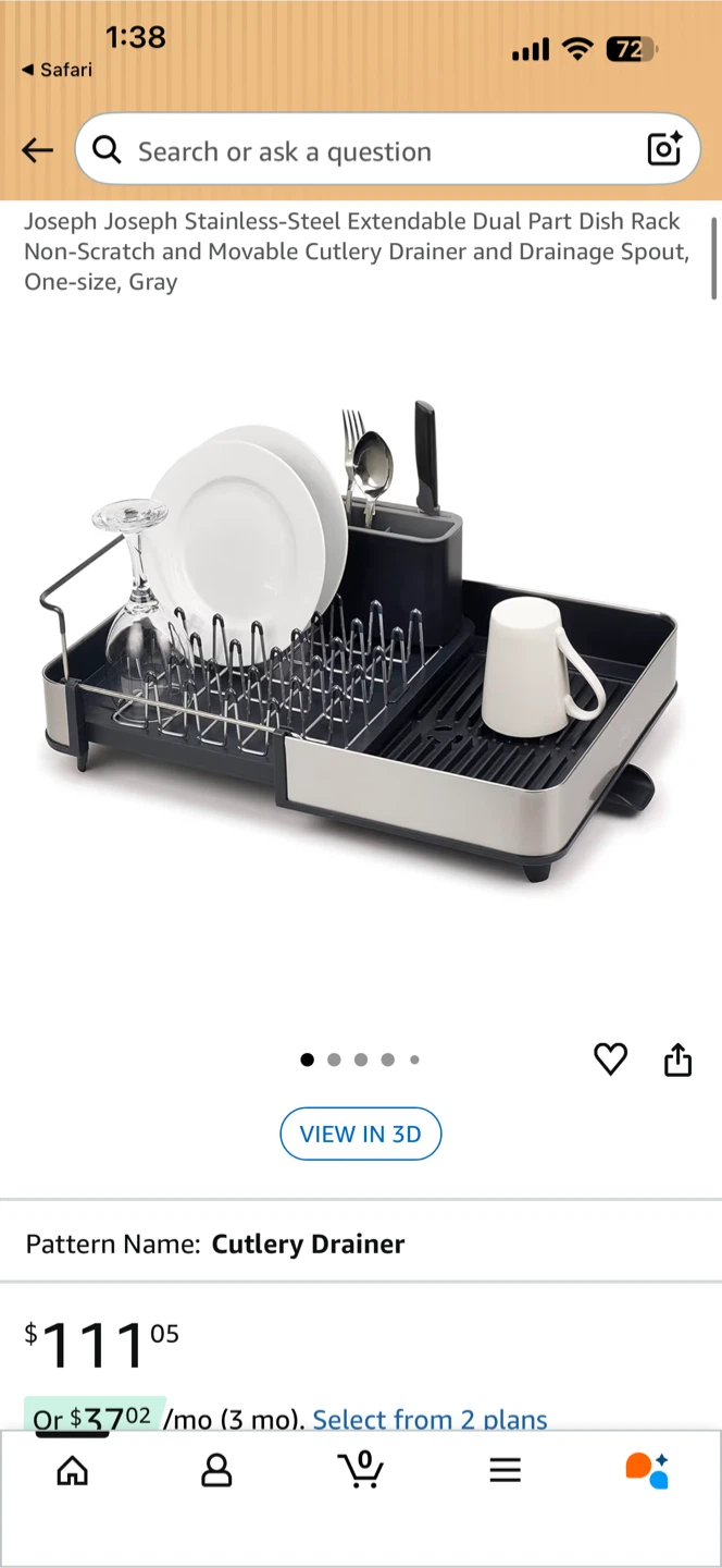 Joseph Joseph Stainless-Steel Extendable Dish Rack - Gray