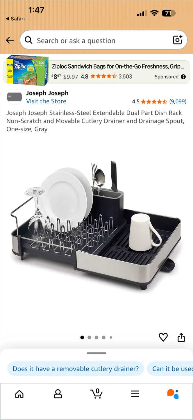 Joseph Joseph Stainless-Steel Extendable Dish Rack - Gray - photo 2