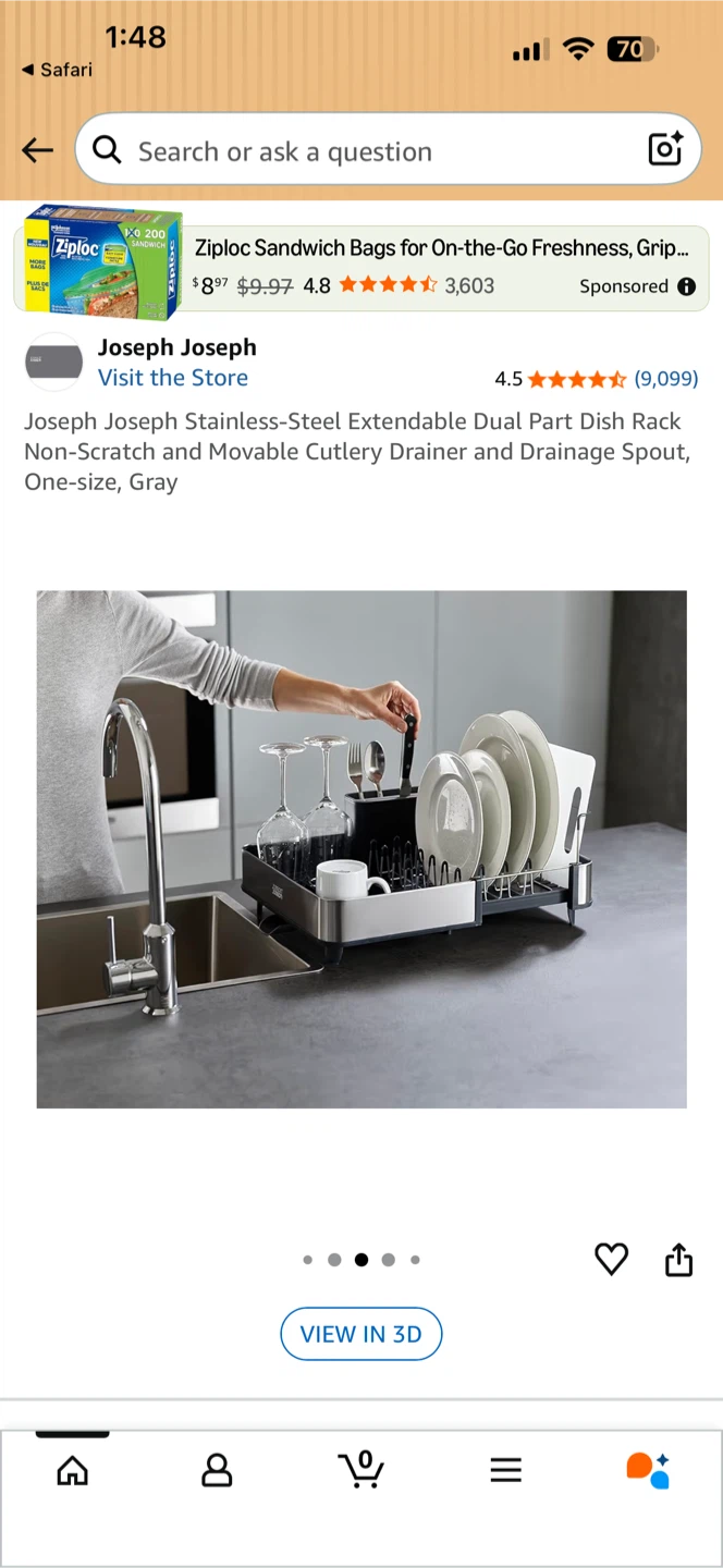 Joseph Joseph Stainless-Steel Extendable Dish Rack - Gray - photo 4