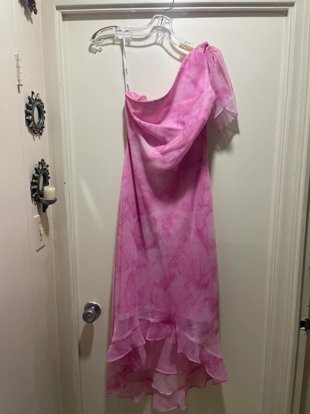 Pink One-Shoulder Flowy Dress