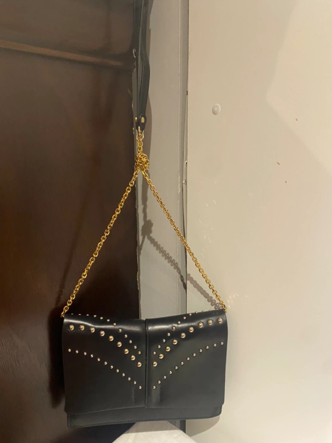 Gianni Chiarini Black Genuine Leather Studded Clutch Bag