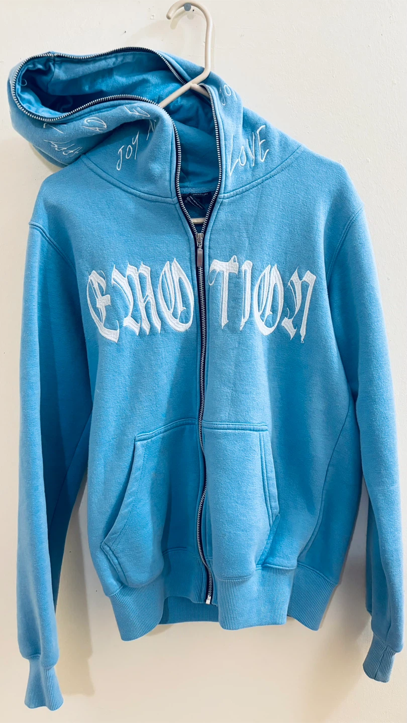 🧡 Blue 'Emotion' Graphic Zip-Up Hoodie