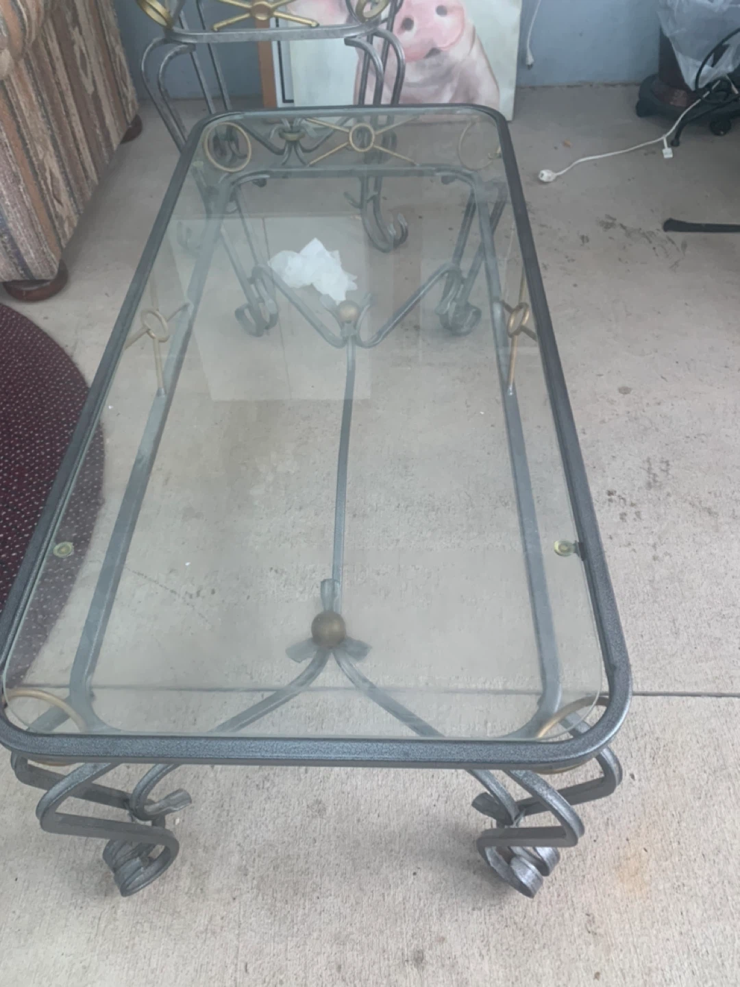Glass and Metal Coffee Table and side table - photo 3