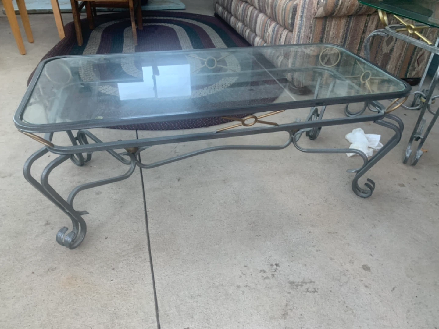 Glass and Metal Coffee Table and side table - photo 2