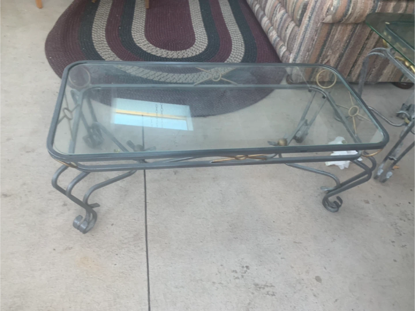 Glass and Metal Coffee Table and side table