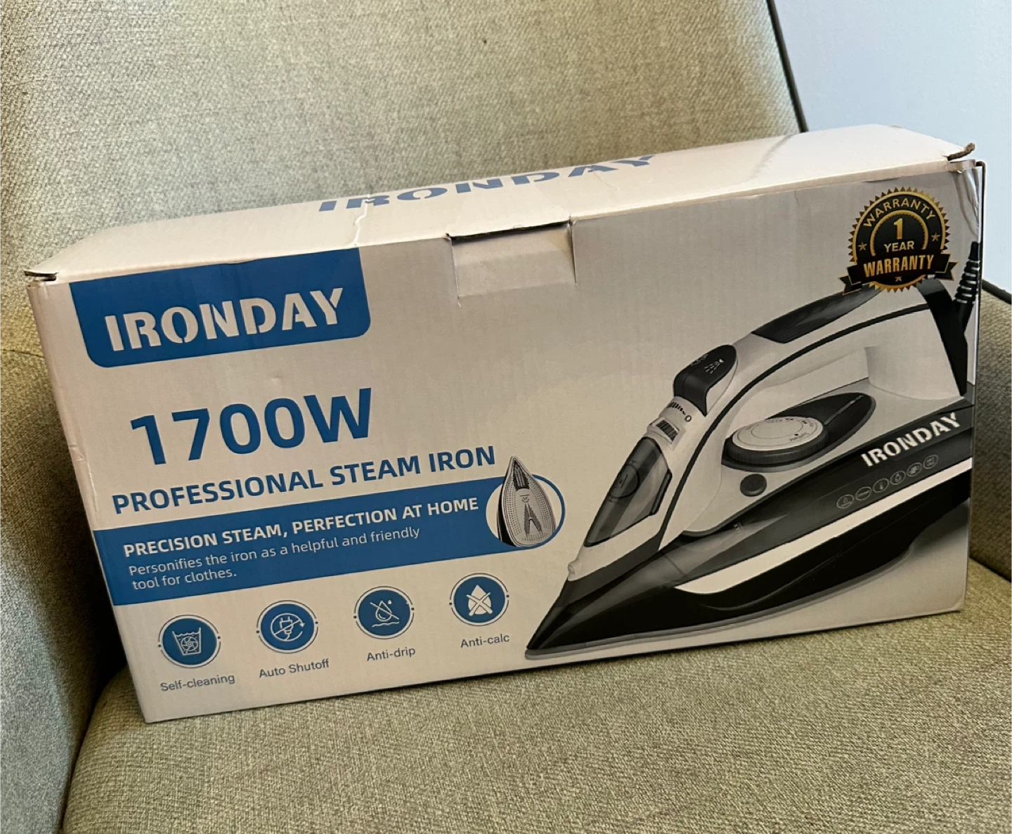 IRONDAY 1700W Professional Steam Iron with Ceramic Soleplate - photo 5